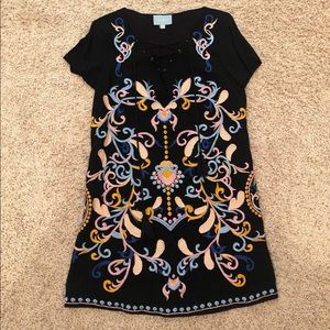 Black dress with multi color design